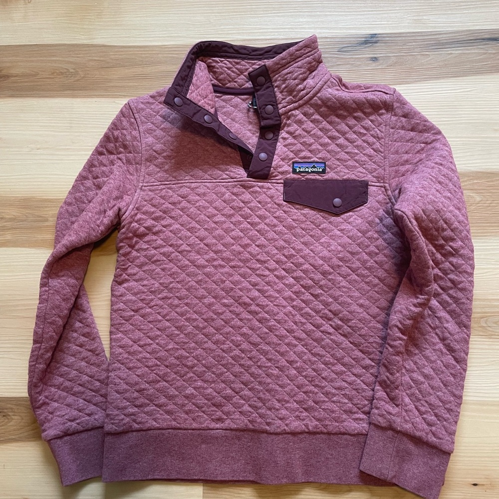 Patagonia quilted snap t pullover xs mauve